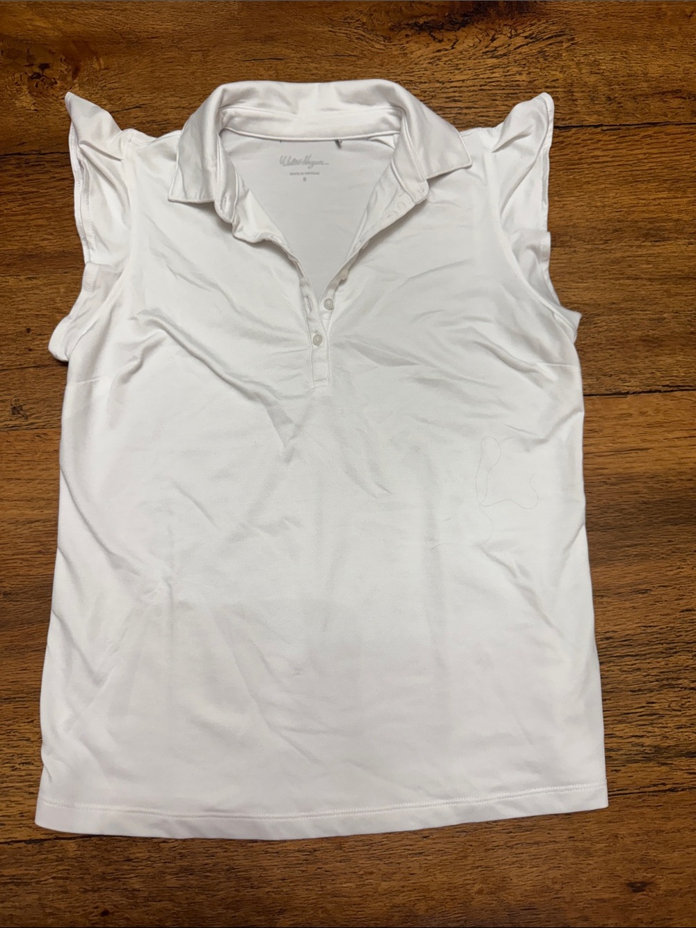 Walter Hagan White Polo Top with Ruffle Cap Sleeves